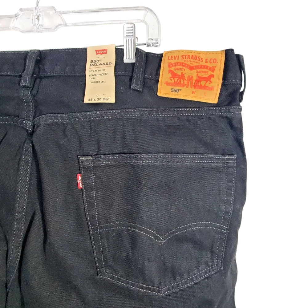 Levi's Men's 550 Relaxed Mid Rise Relaxed Fit Tapered Leg Jeans Black 46 X 30 - Picture 6 of 7